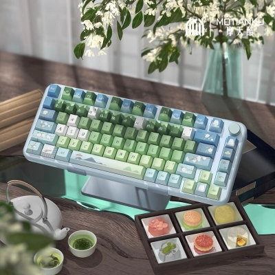 Jasmine Tea Rabbit 104+34 / 54 Cherry Profile Keycap Set Cherry MX PBT Dye-subbed for Mechanical Gaming Keyboard